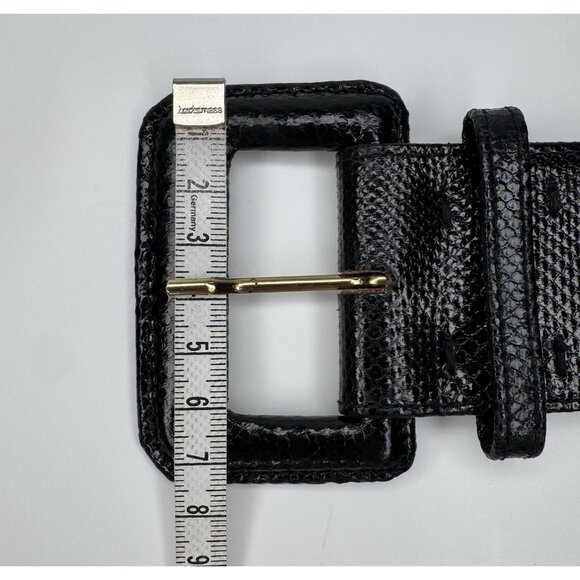 Vintage Oscar De La Renta Black Embossed Leather Belt